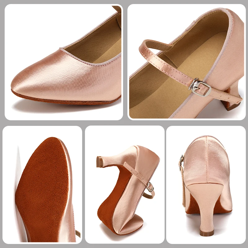 Women Ballroom Dance Shoes Silk Latin Salsa Heels