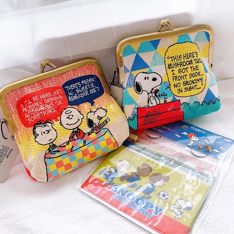 

Kawaii Disney Coin Wallet Anime Cartoon Snoopy Embroidery Card Holder Storage Bag Women Small Change Bags Toys Birthday Gift Toy