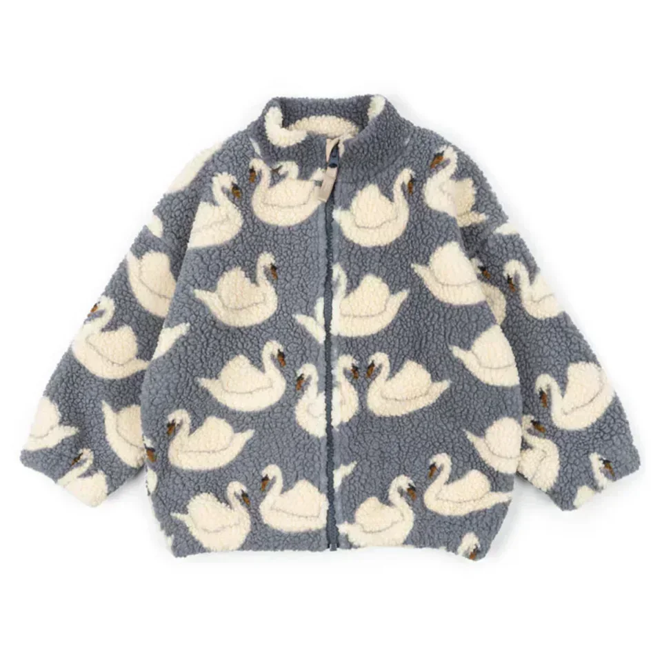 KS Winter Baby Girls Boys Lambswool Cherry Jackets Kids Clothes Sequin Cartoon Panda Outerwear for Boys Children's Coats 1-9Yrs 4