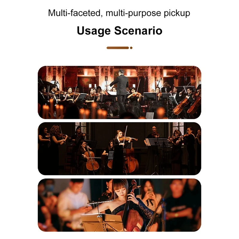 B63B-GC411 Instrument Pickup Wired Violin Microphone Musical Instrument Condenser Mics Omnidirectional Pickup With 5M Wire