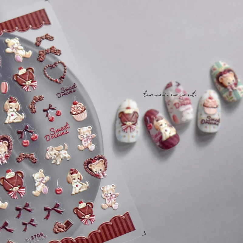 

Relief Nail Stickers Popular Japanese-Style Retro Nail Stickers Gourmet Cartoon Nail Ornament