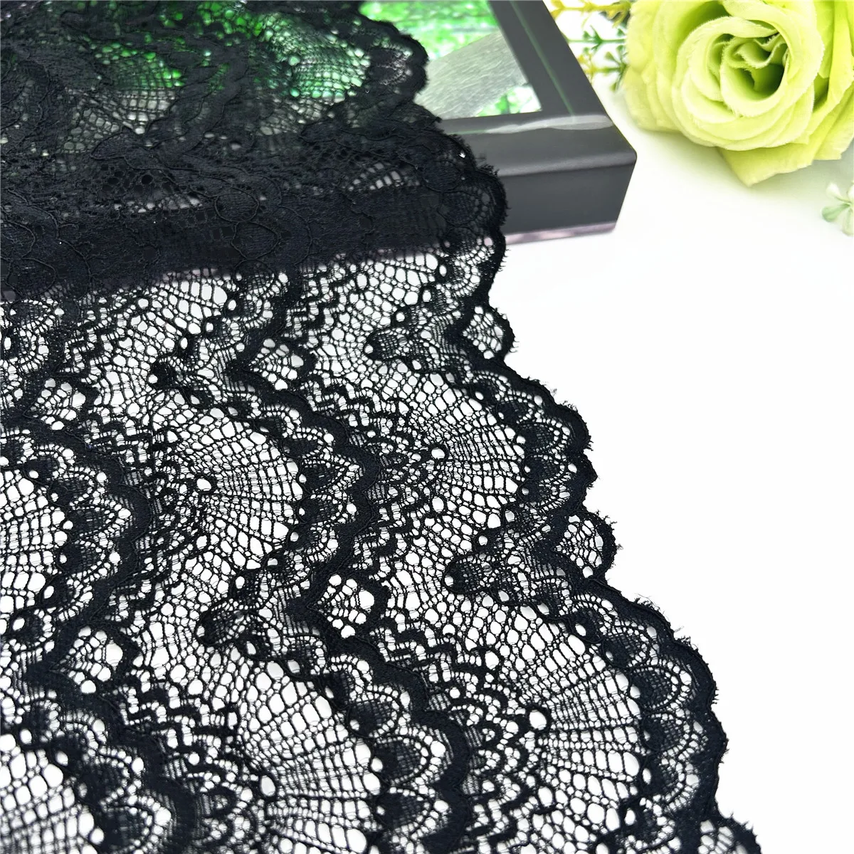 3y/Lot Width 15cm Black Stretch Elastic Lace 3