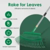 53 Inches Leaves Rake Heavy Duty Hoe Lawns Leaf Lawn Leveling Rake Yard Tools for Picking up Leaves Grass Clippings Garbage 2