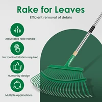 53 Inches Leaves Rake Heavy Duty Hoe Lawns Leaf Lawn Leveling Rake Yard Tools for Picking up Leaves Grass Clippings Garbage 2