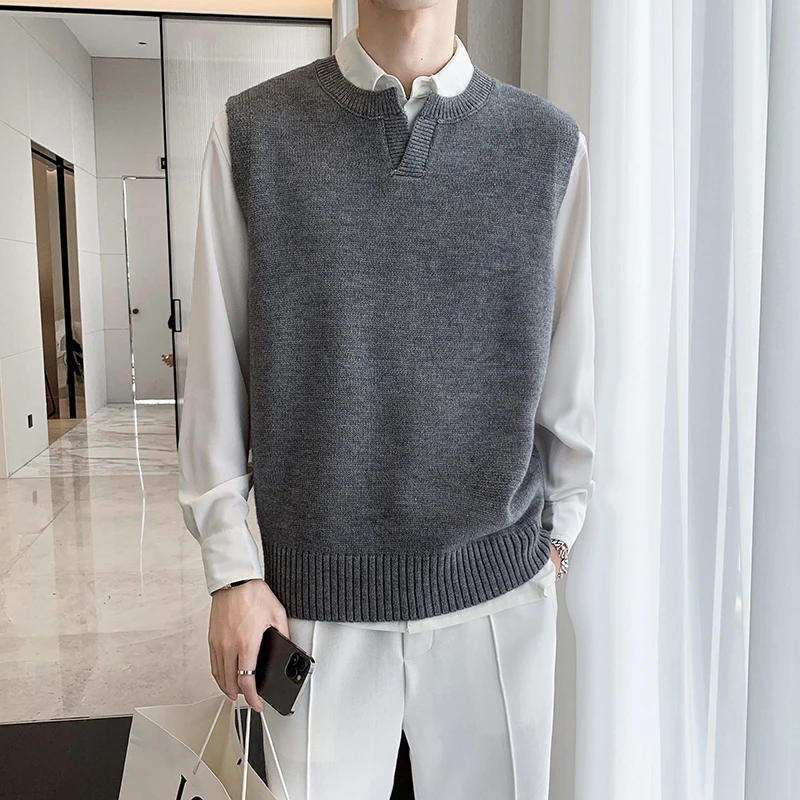 Winter Sweater Vest Men Warm Fashion Slim Fit V-neck Sleeveless