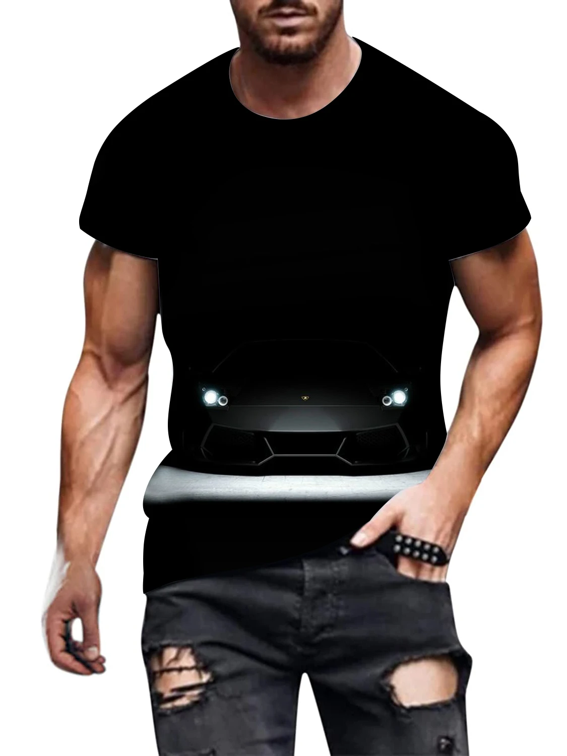 

Sports Car Pattern T-shirt Men's Street Clothing Car Fashion Casual Men's 3D T-shirt Fun Children's Large T-shirt