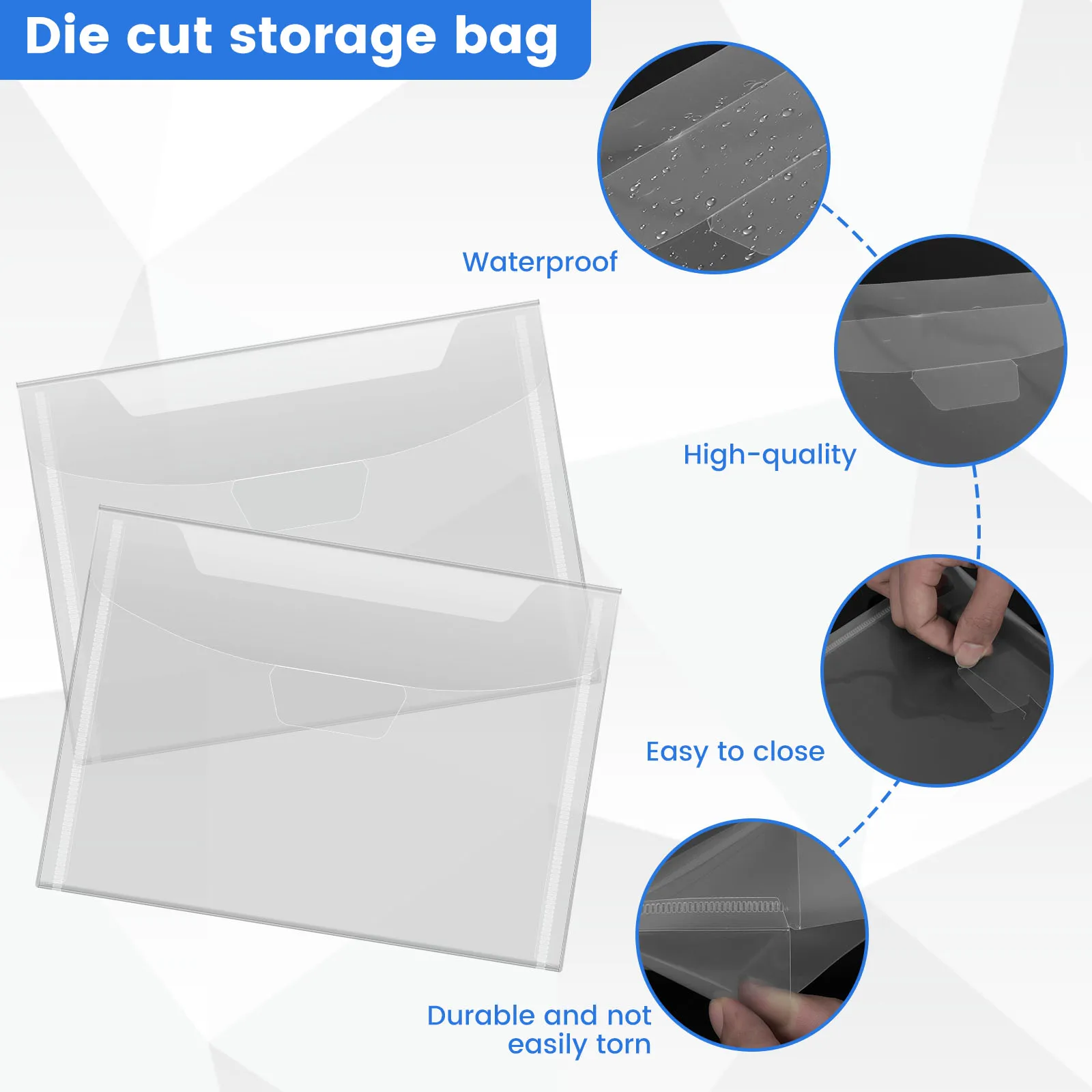 10Pcs Stamp Die Cut Bag 10 Rubber Magnetic Sheets Resealable Cutting Dies Stencil Oragnizer Clear Reusable Plastic Die Pocket