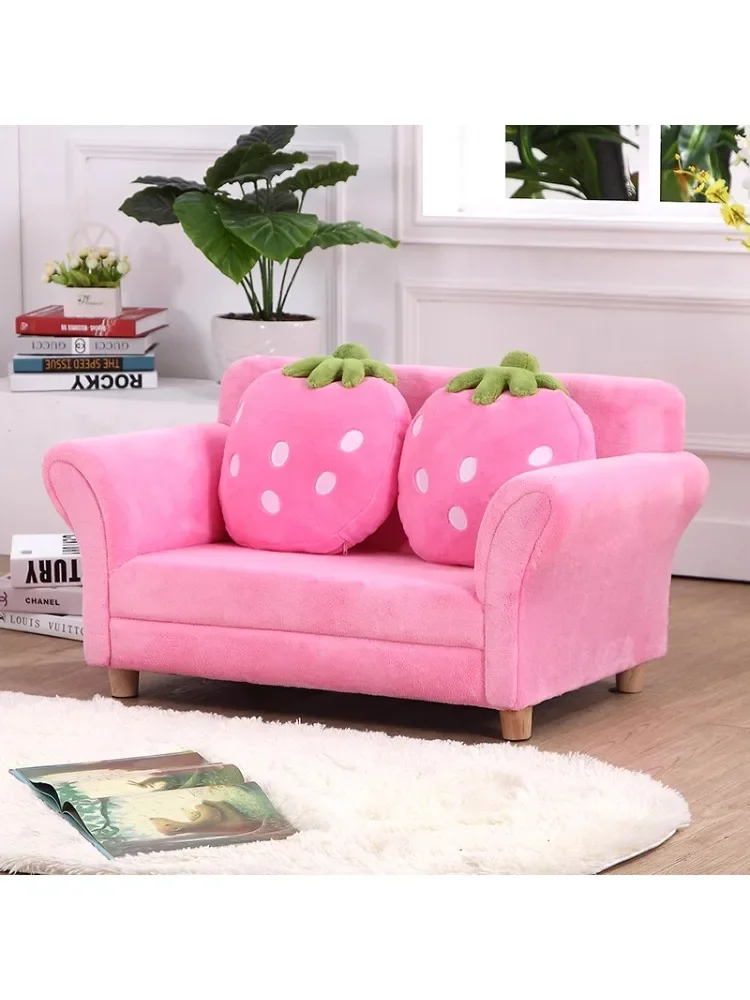 Children\'s Sofa Cartoon Girl Baby Princess Sofa Cute Small Sofa Double Strawberry Room Couch