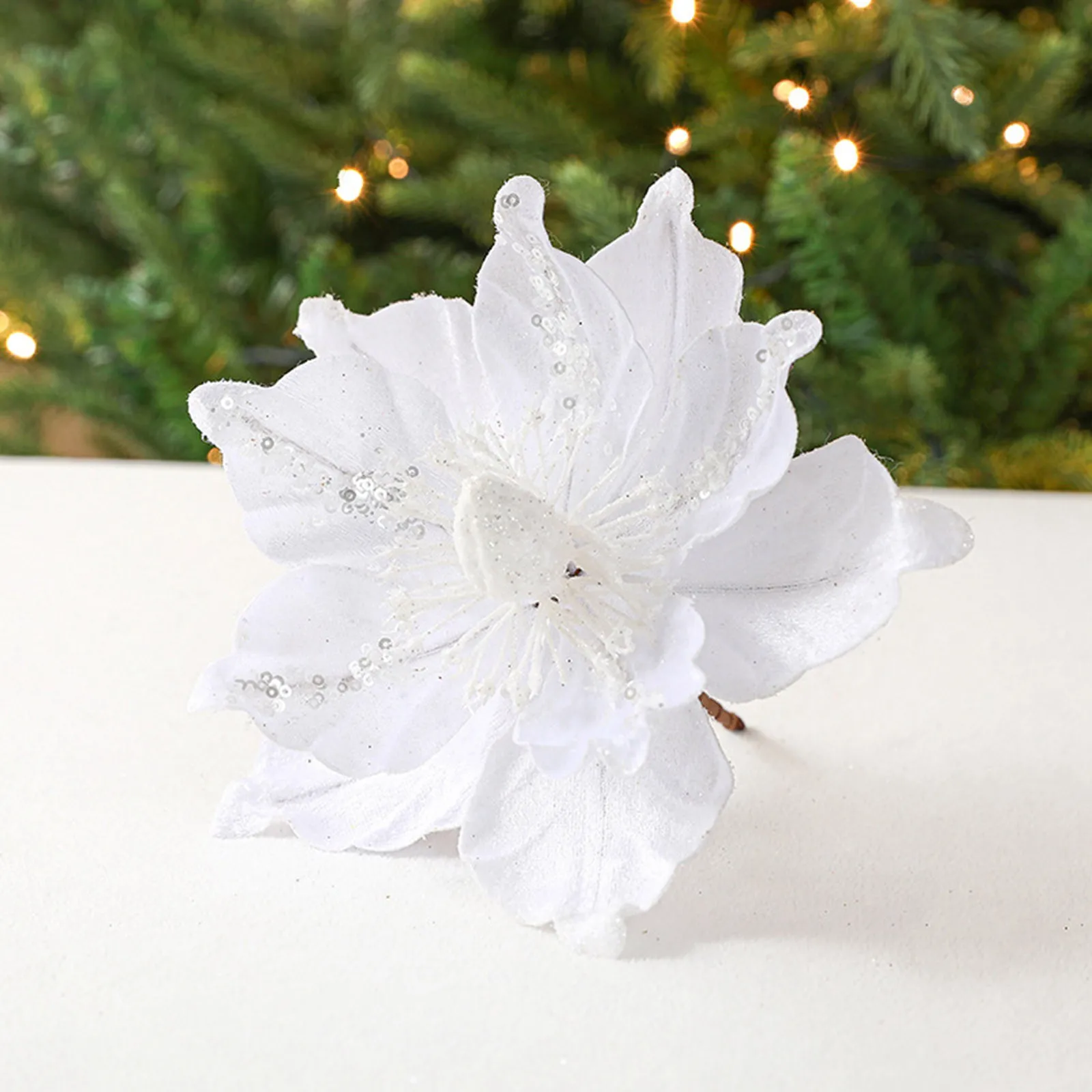 Adornos navideños artificiales con flores brillantes para el árbol de Navidad, decoraciones navideñas para el hogar, decoración de Año Nuevo, regalos de Navidad 2024