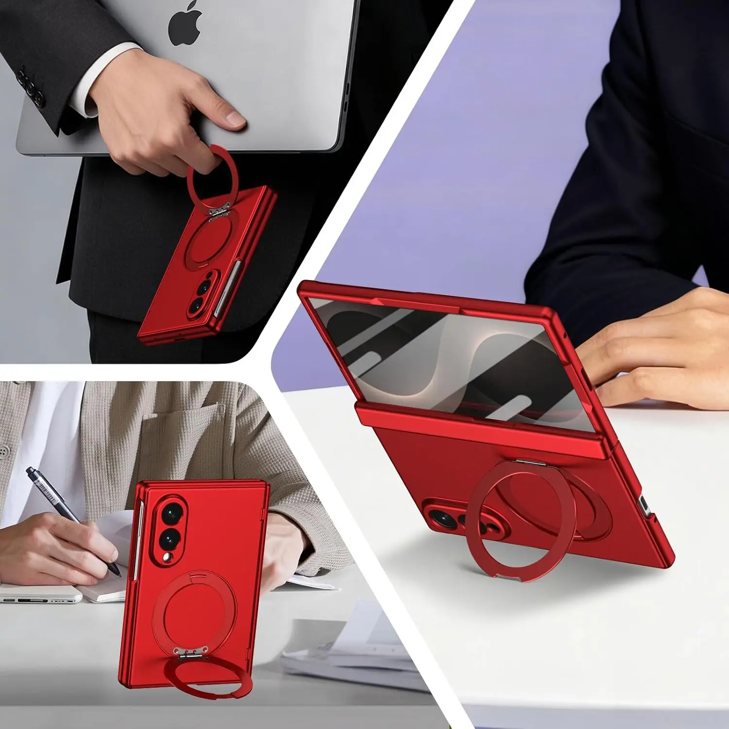 360 Rotating Magnetic Bracket Case with Built-in Screen and Hinge Protection