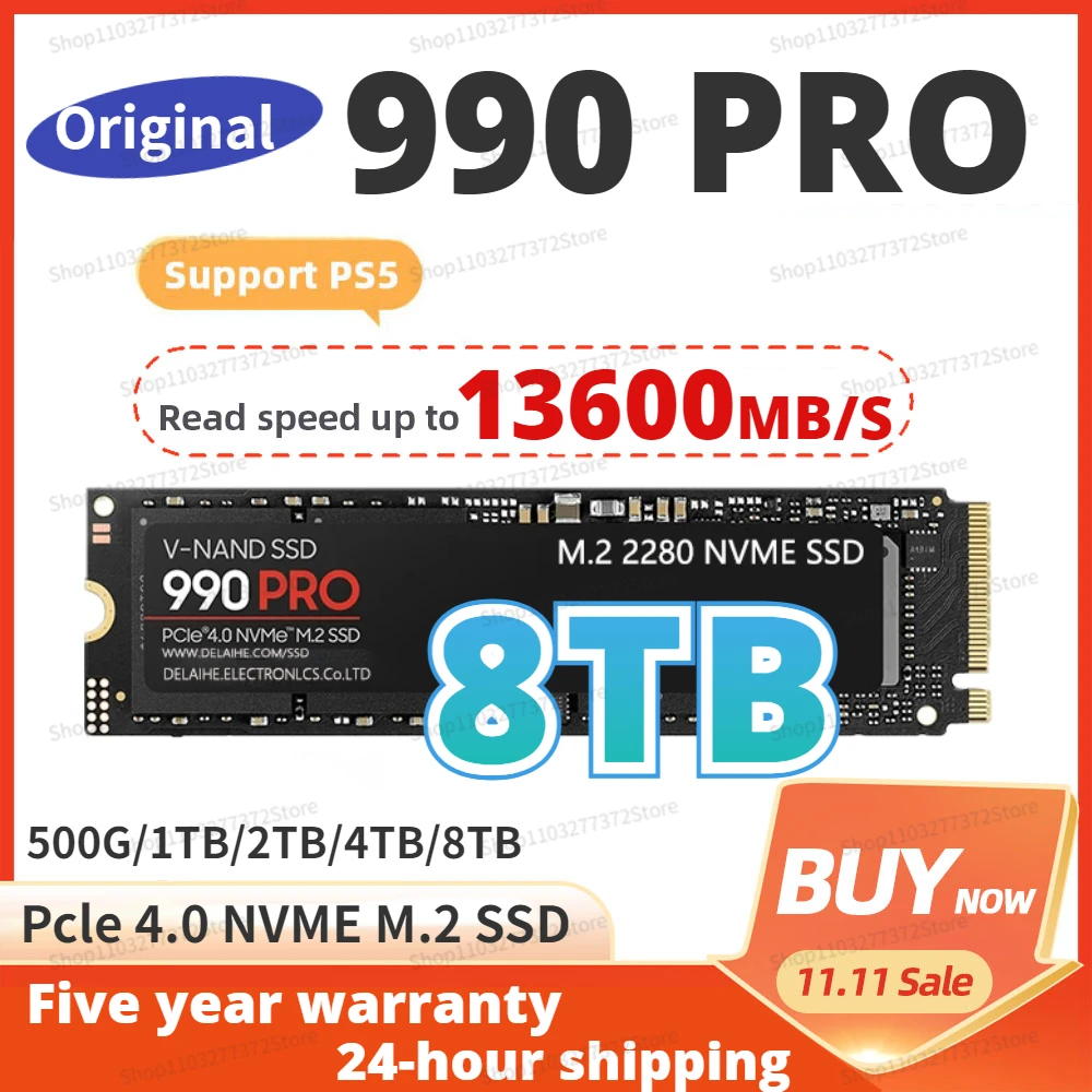 

Жесткий диск NVME M2 2023 PRO SSD, внутренний твердотельный накопитель 1 тб, 4 тб, 8 тб, 990 PCIe Gen 2280 для ноутбуков PlayStation 5