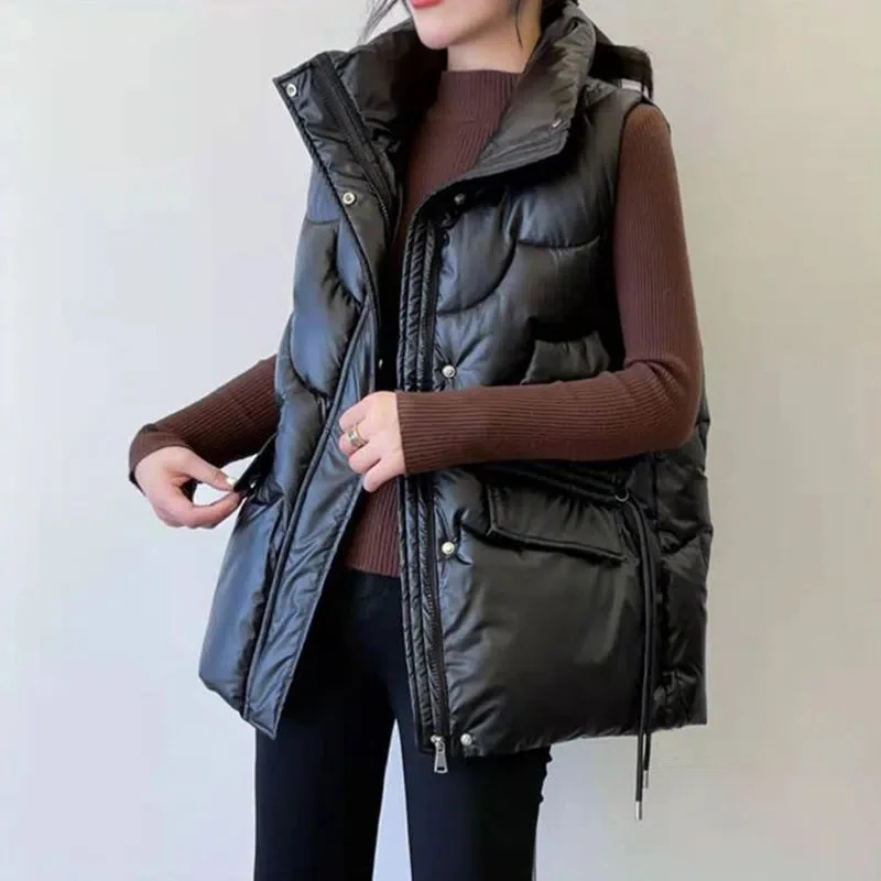 

Women's Loose Warm Vest Jacket, Female Overcoat, Outerwear, Bright Waistcoat, Autumn, Winter, New, Fashion, 2023