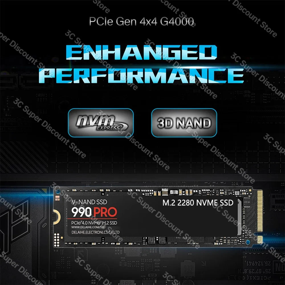 990PRO  ָ Ʈ ϵ ũ, SSD NVMe M.2 2280, 2TB, 1TB, M2 PCIe 4.0x4 2280, 8TB, 4TB, SSD ̺, PS5 Ʈ PC, 7400 MB