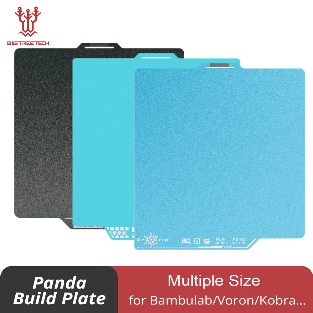 Build Plate BIQU Panda CryoGrip Pro Coating No Clog Spring Steel Double-sided BambuLab Voron Kobra Ender K1 MAX 3D Printer
