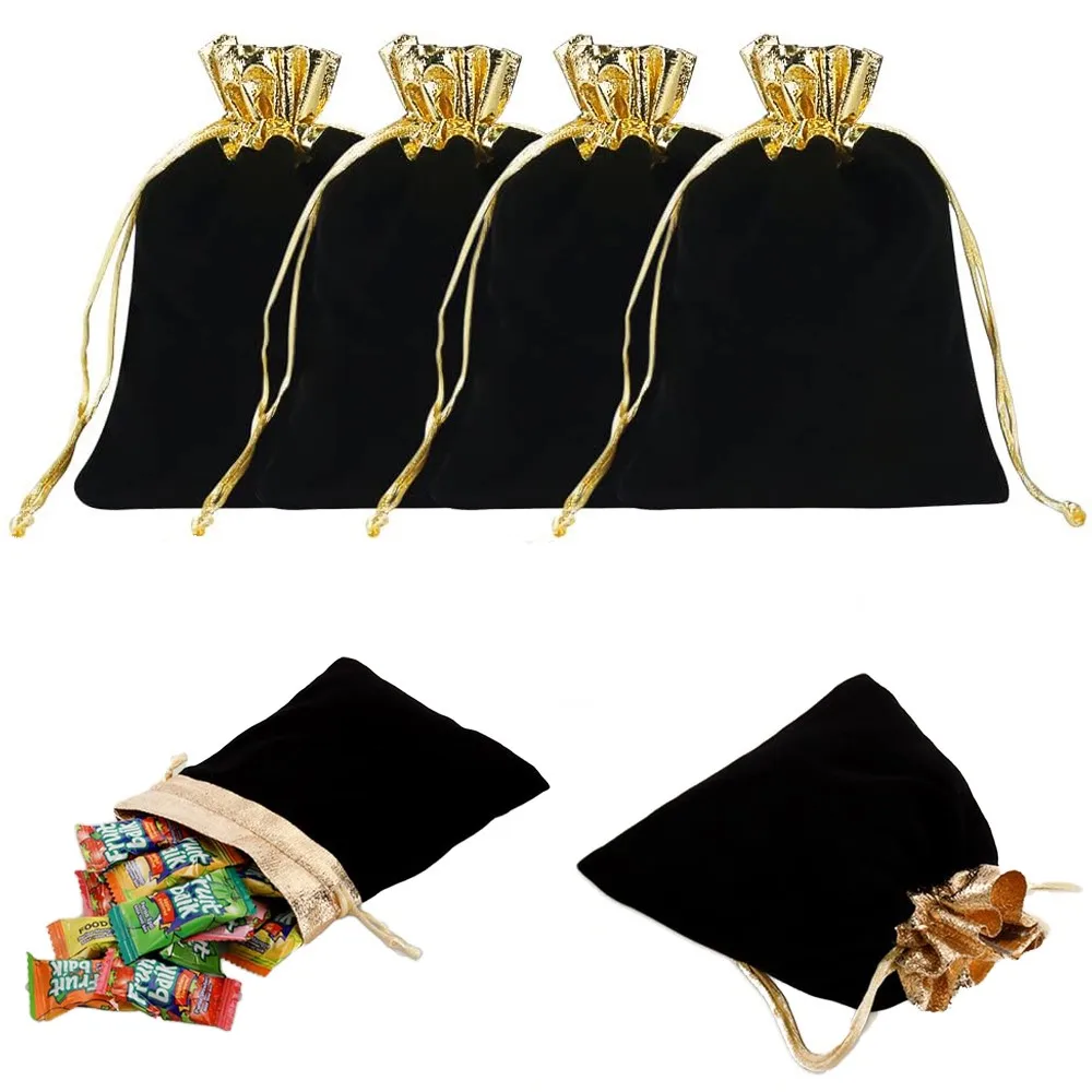 10pcs Bag Golden Mouth Velvet Drawstring Pouch Wedding For DIY Storage Jewelry Packaging Supplies Accessories Small Businesses