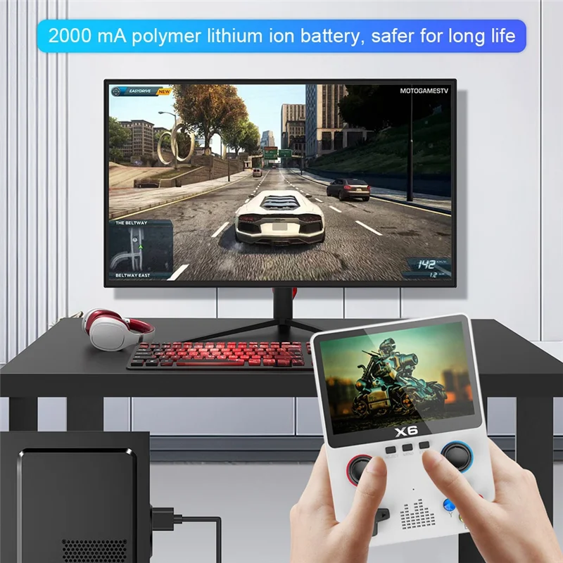 휴대용 X6 휴대용 게임 플레이어, 3.5 인치 IPS 스크린, 11 시뮬레이터 비디오 게임 콘솔, 어린이용 선물-녹색