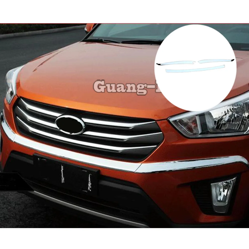 

Для Hyundai Creta IX25 2014 2015 2016 2017 2018 2019 крышка бампера двигателя хромированная отделка Передняя гоночная решетка рама 3 шт.