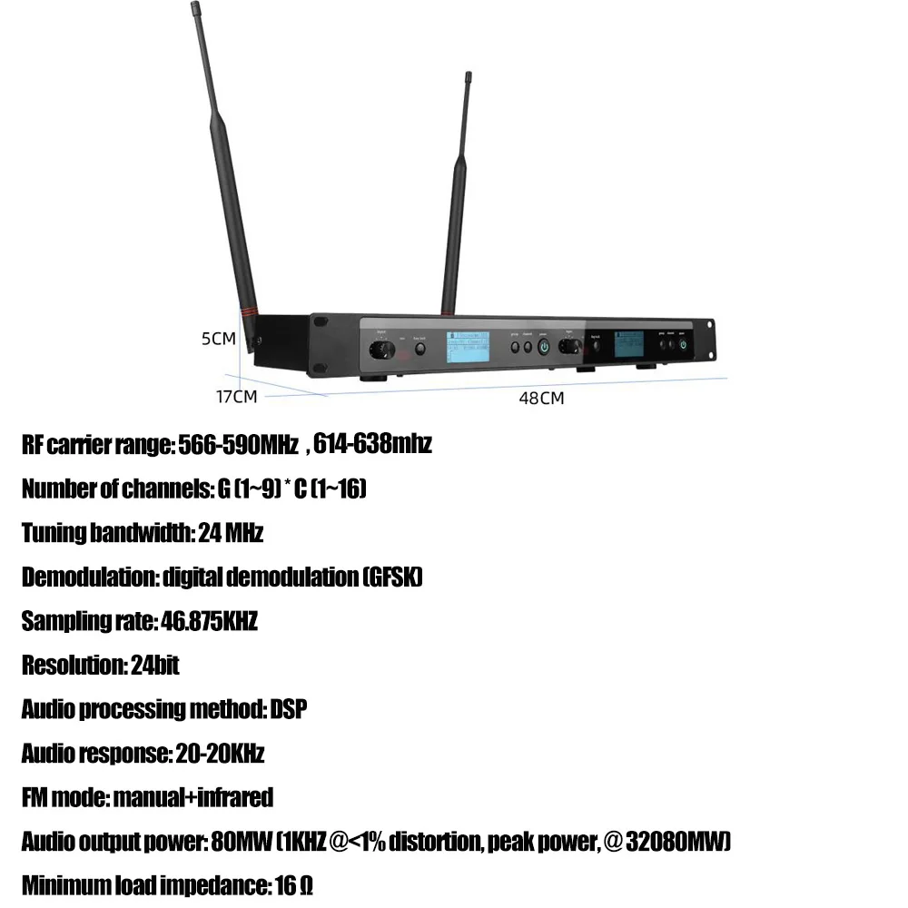 Paulkitson PSM600 In-Ear Monitor System Dual Channel Stage Personal Wireless In-Ear Monitor Digital DSP Stereo Sound Processor