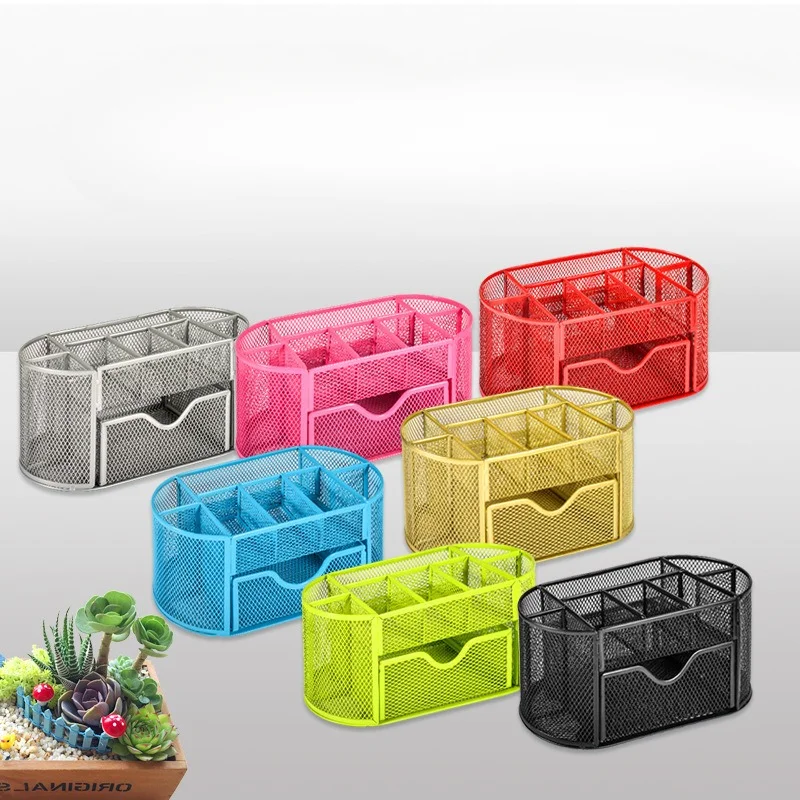 Mesh Desk Organizer Multifunctional Office Desktop Stationery Organizer Drawer Pencil Holder Home Office Supplies