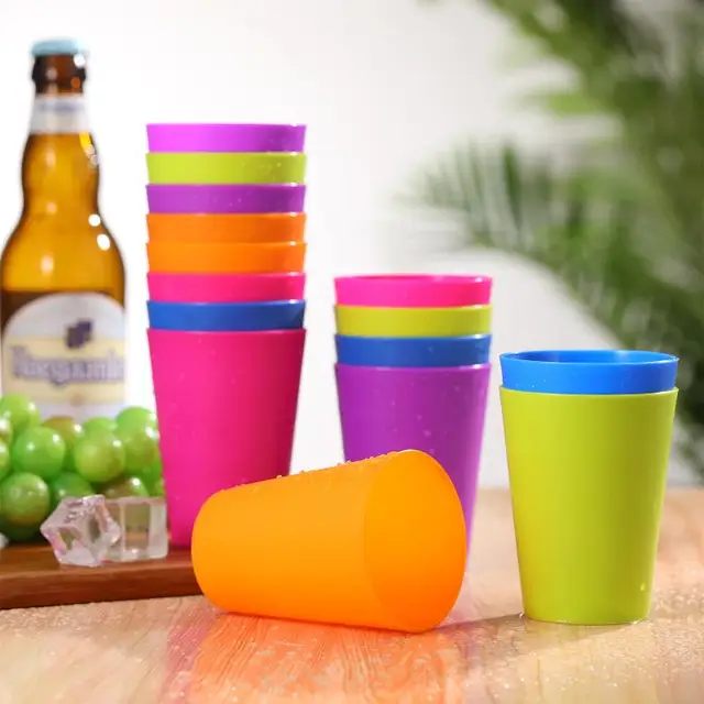 LECEHIVO 66 Pcs Reusable Kids Plastic Cups - 8.5 Oz Stackable Tumblers For Parties & Daily Use (11 Colors)