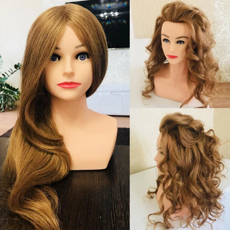 80% Real Hair Practice Training Head with 160cm Tripod Hairstyle