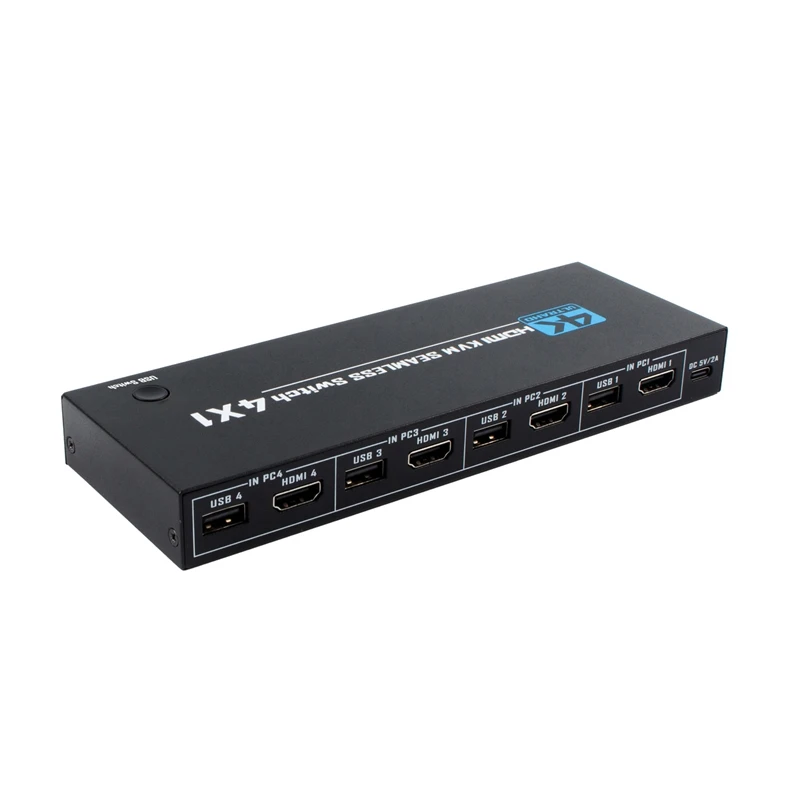 4K HDMI KVM 심리스 스위치 4x1 멀티 뷰어 비디오 프로세서 2/3/4 채널 입력, 1개 모니터, 4대 PC 공유 키보드 마우스 모니터