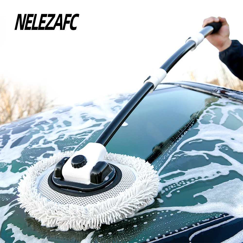 

Car Wash Mop Cleaning Brush Portable Telescoping 15 Degree Bend Wash Brush Chenille Broom Long Handle Cleaning Mop Cleaning Tool