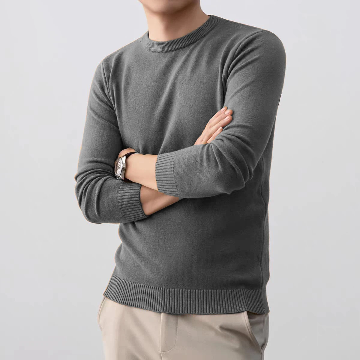 Animal Game Men's Knitwear Long Sleeve Pullover Sweater Classic Crewneck Tshirts Casual Sweaters Lightweight Solid Streetwear