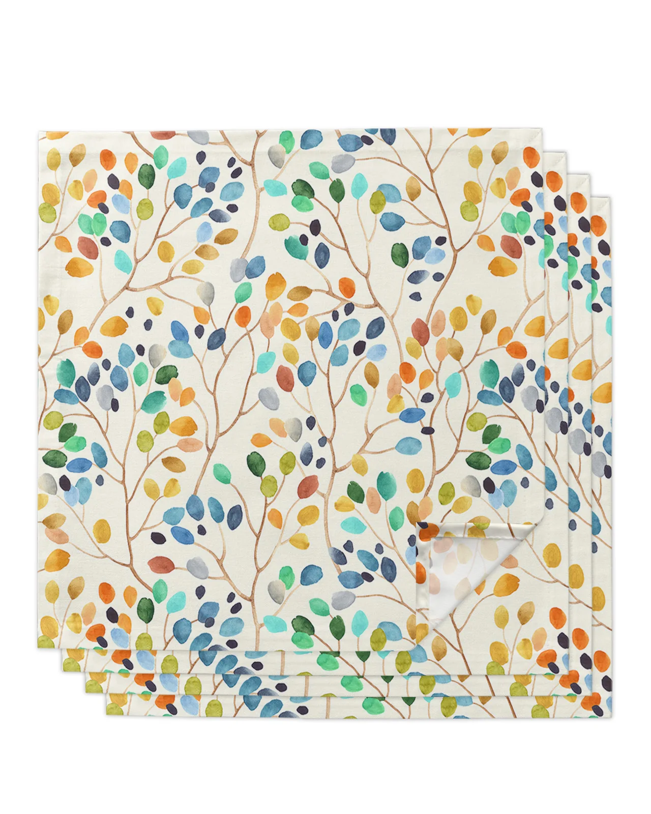 화려한 나뭇잎 추상적인 테이블 냅킨 천 세트, 손수건 웨딩 파티 플레이스매트, 크리스마스 연회 티 냅킨