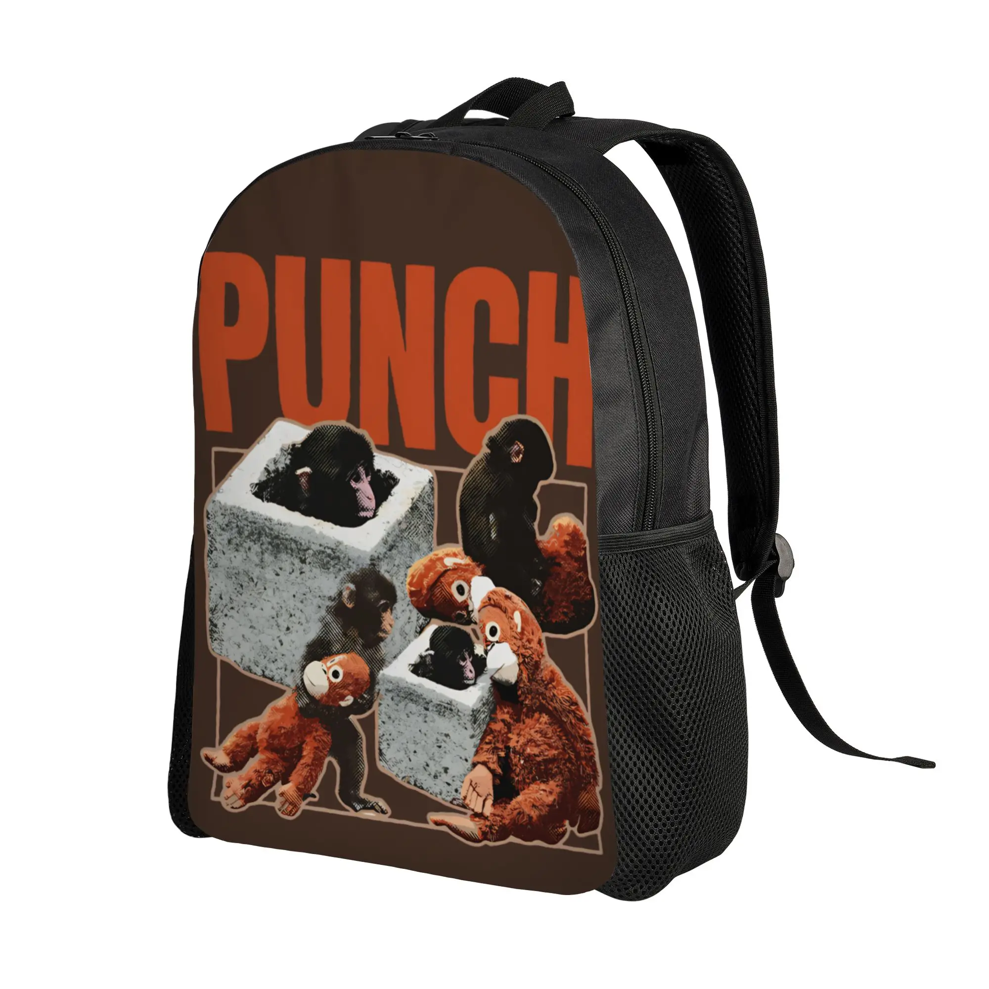 Punch Monkey Hang In There Punch-Kun 남성용 백팩 캐주얼 학생 작업용 데이팩 노트북 컴퓨터 숄더백 경량