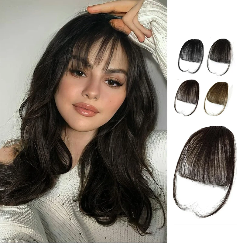 Hair Extensions Wispy Bangs Clip in Air Bangs Fringe Temples Hairpieces Women