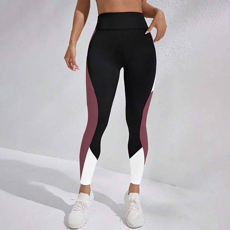 Colorblocked High Waist Yoga Pants Leggings for Women Tummy Control Workout Leggings for Women