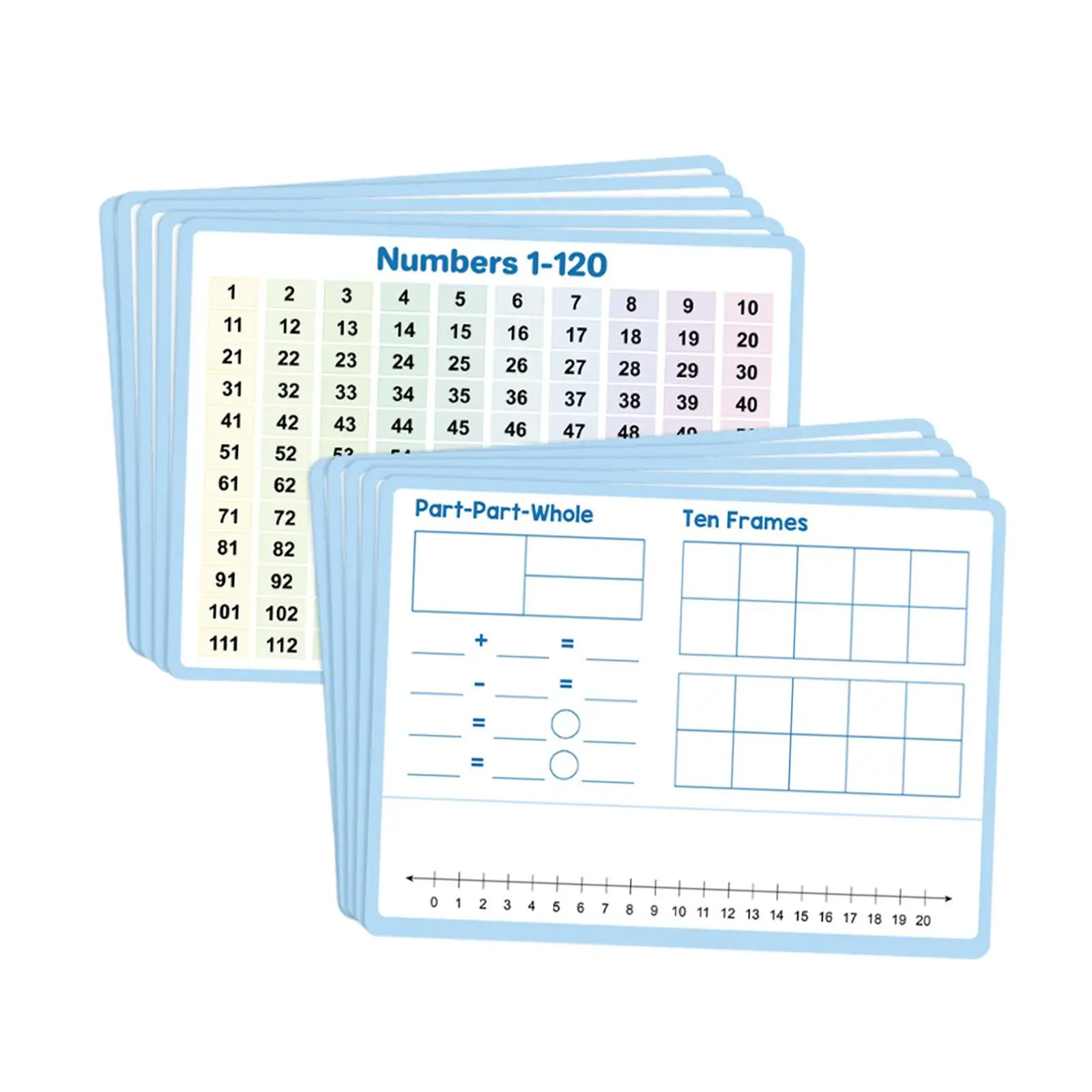 10Pcs 숫자 라인 양면 교육 보조 도구 수학 연습 유치원 교실 유치원 홈스쿨을 위한 작은 화이트 보드