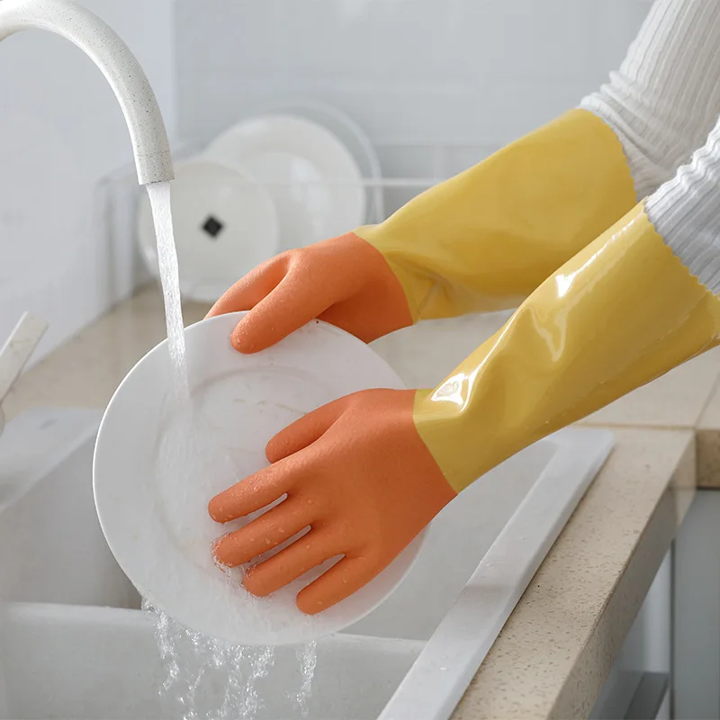Industrial rubber gloves oil and water corrosion resistance, wear protection and lengthening integrated velvet dipping gloves