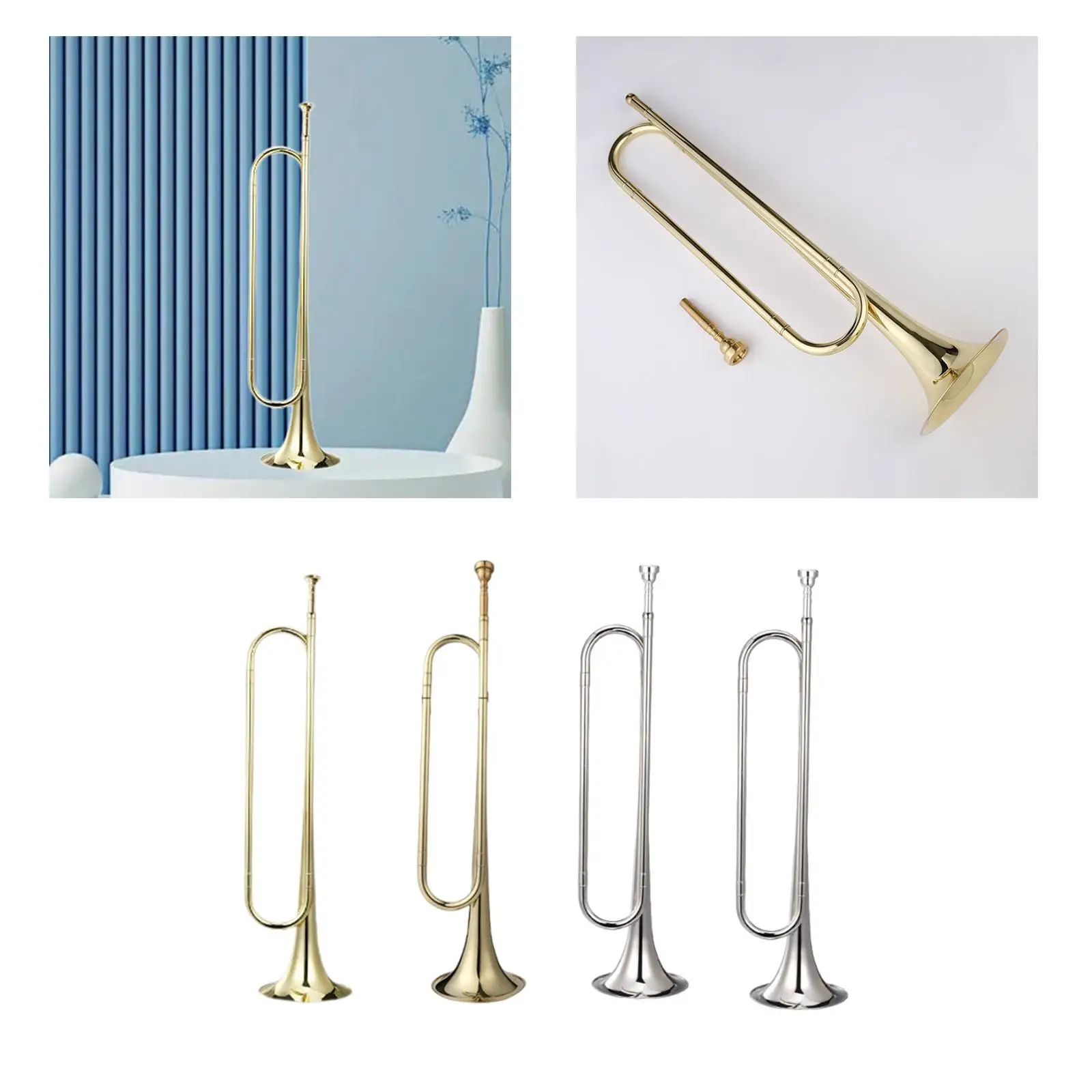 Bugle Brass Instrument Portable Brass Blowing Bugle for Beginner Band Adults