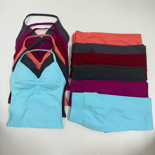 Impact 2 Pieces Set Yoga Leggings Set Women Backless Tank Tops High Waist Scrunch Gym Suit Fitness Clothes Outfit Yoga Set 3