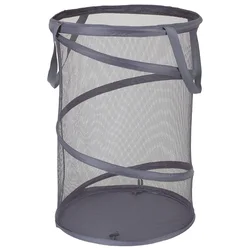 Collapsible Extra - Large Mesh Laundry Hamper with Handles (Grey)