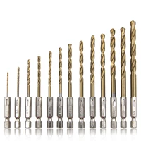 Perceuse hélicoïdale plaquée titane, poignée hexagonale, 13 pièces, 1.5-6.5mm, perceuse électrique, tournevis à Air, jeu d'accessoires pour outils 1