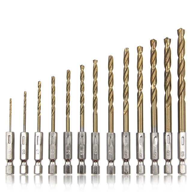 Perceuse hélicoïdale plaquée titane, poignée hexagonale, 13 pièces, 1.5-6.5mm, perceuse électrique, tournevis à Air, jeu d'accessoires pour outils 1