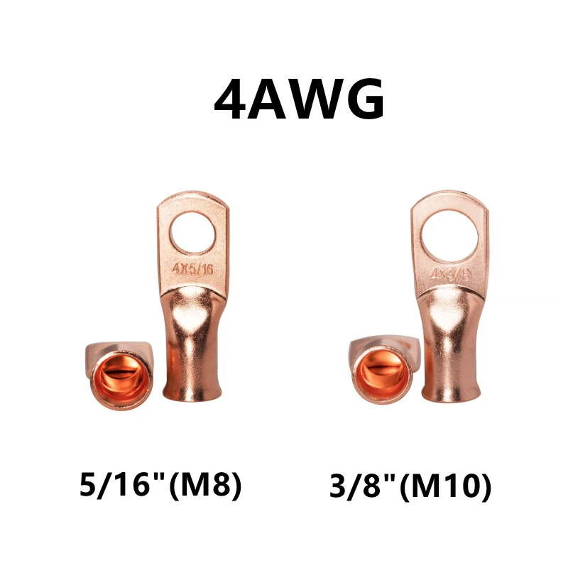 Bare Copper Cabo Lugs Ilhó Conectores Anel Friso Fio Elétrico Terminais de Soldagem 4awg 16 25 Pcs 10 Pcs