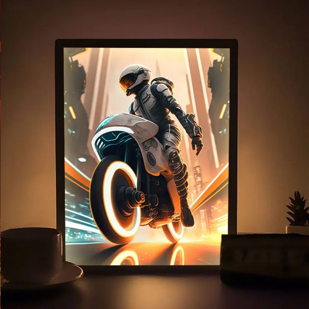 

LED Cyberpunk Style Light Painting For Living Room Bedroom Theme Photo Frame Display E-Sports Room Bar Desktop Night Lamp Decor