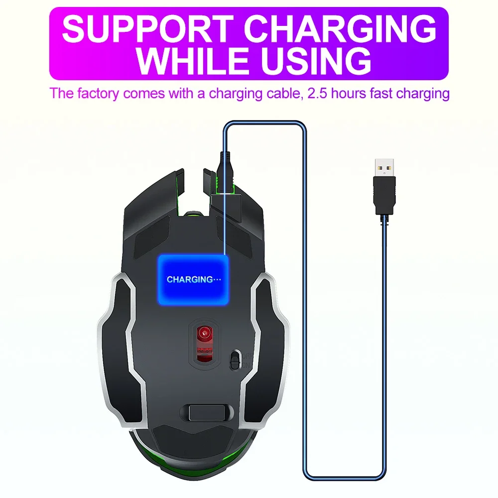 Wireless Gaming Mouse Charging Mute Backlit Mechanical Ergonomic Optical for Pc Laptop