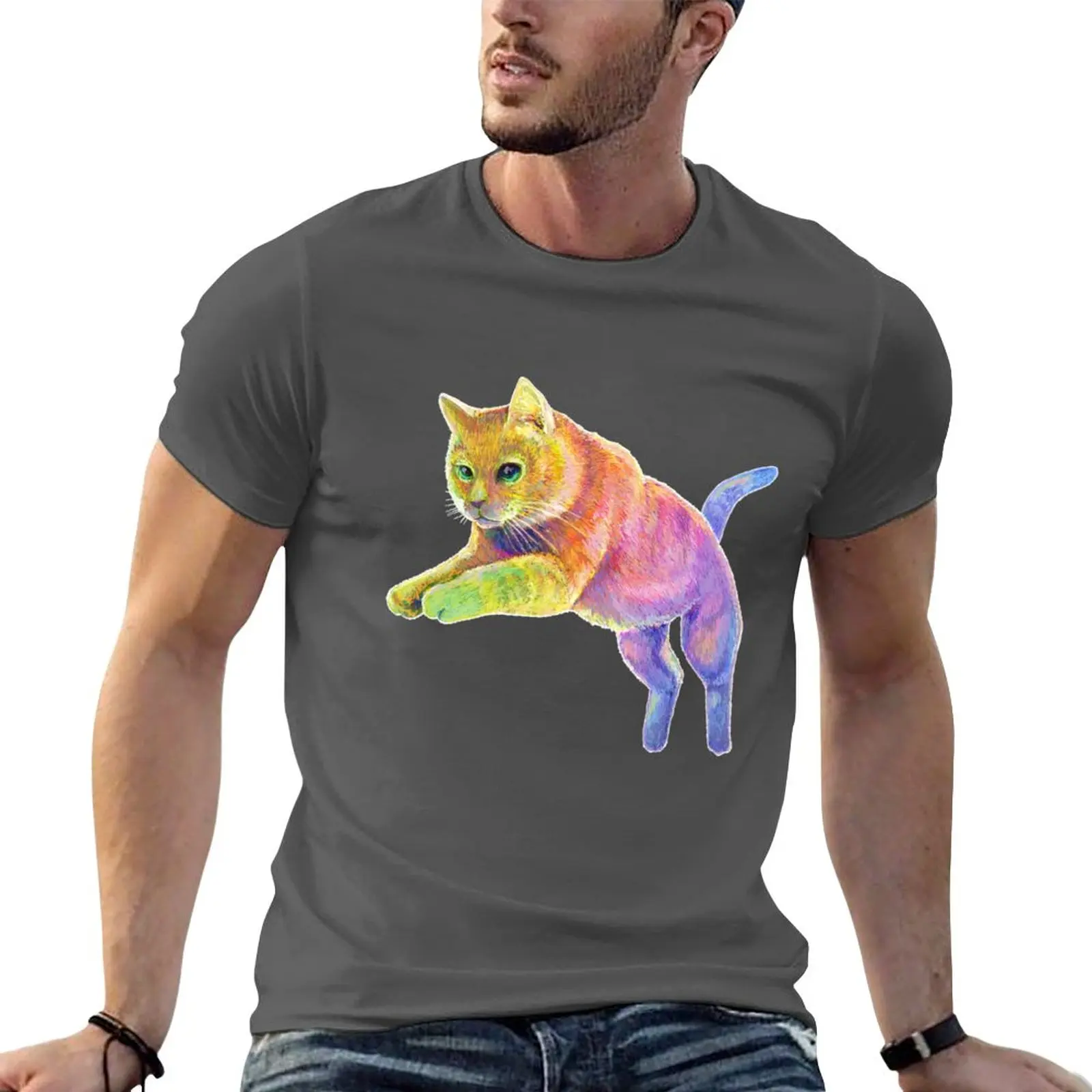 

New Rainbow Kitten T-Shirt anime Short t-shirt graphics t shirt t shirts for men