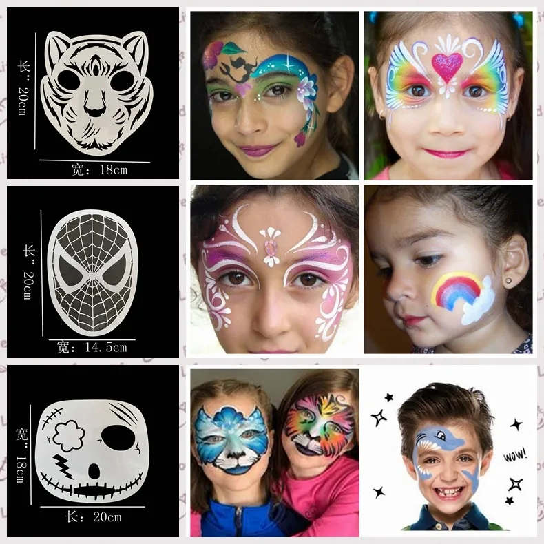 Modèles de pochoirs de peinture de visage d'oeil, outils de maquillage de  bricolage, art corporel, DolDave Nairobi, princesse Orn, fête d'Halloween  et de Noël, garçons et filles - AliExpress