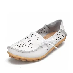 Multi - Color Real Leather Women's Fashion Flat Shoes - Office to Party Wear - 39 (WHITE)