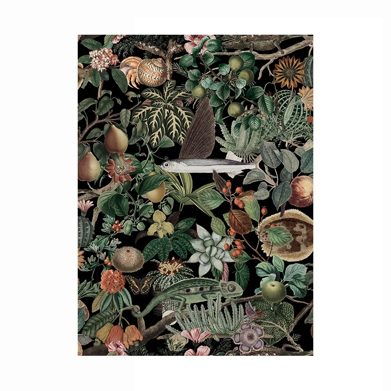 Papel de Contato de Frutas Floral Tropical para Decoração de Casa Mural Planta de Chuva Papel de Parede de Animais Selvagem Sala de Vida