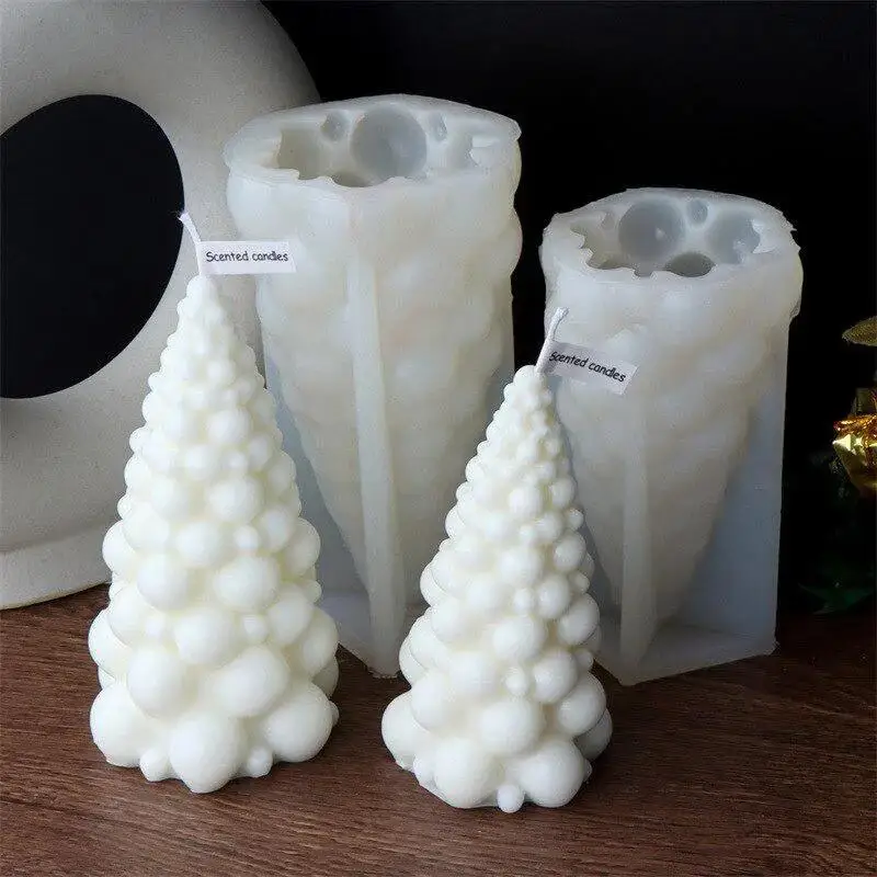 New Christmas Tree Candle Silicone Mold Bubble Tip Christmas Tree Aromatherapy Candle Silicone Mold Soap Mold Christmas Gift
