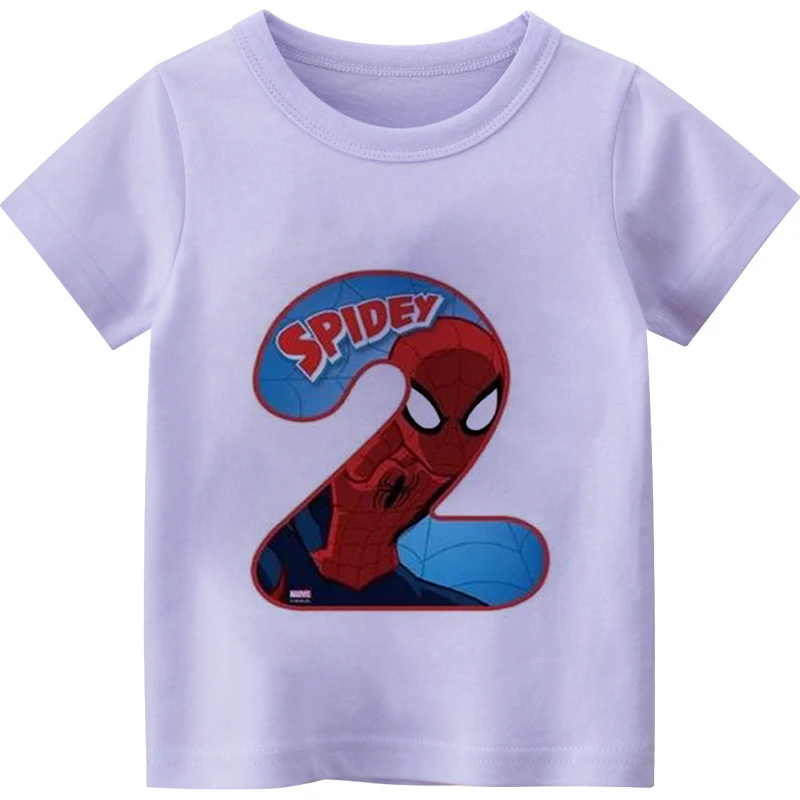 New Children Boy Disney spiderman My 0-9th Birthday Number Print Name T-shirt Birthday Gift Present Clothes Baby Letter Tops Tee vintage t shirts