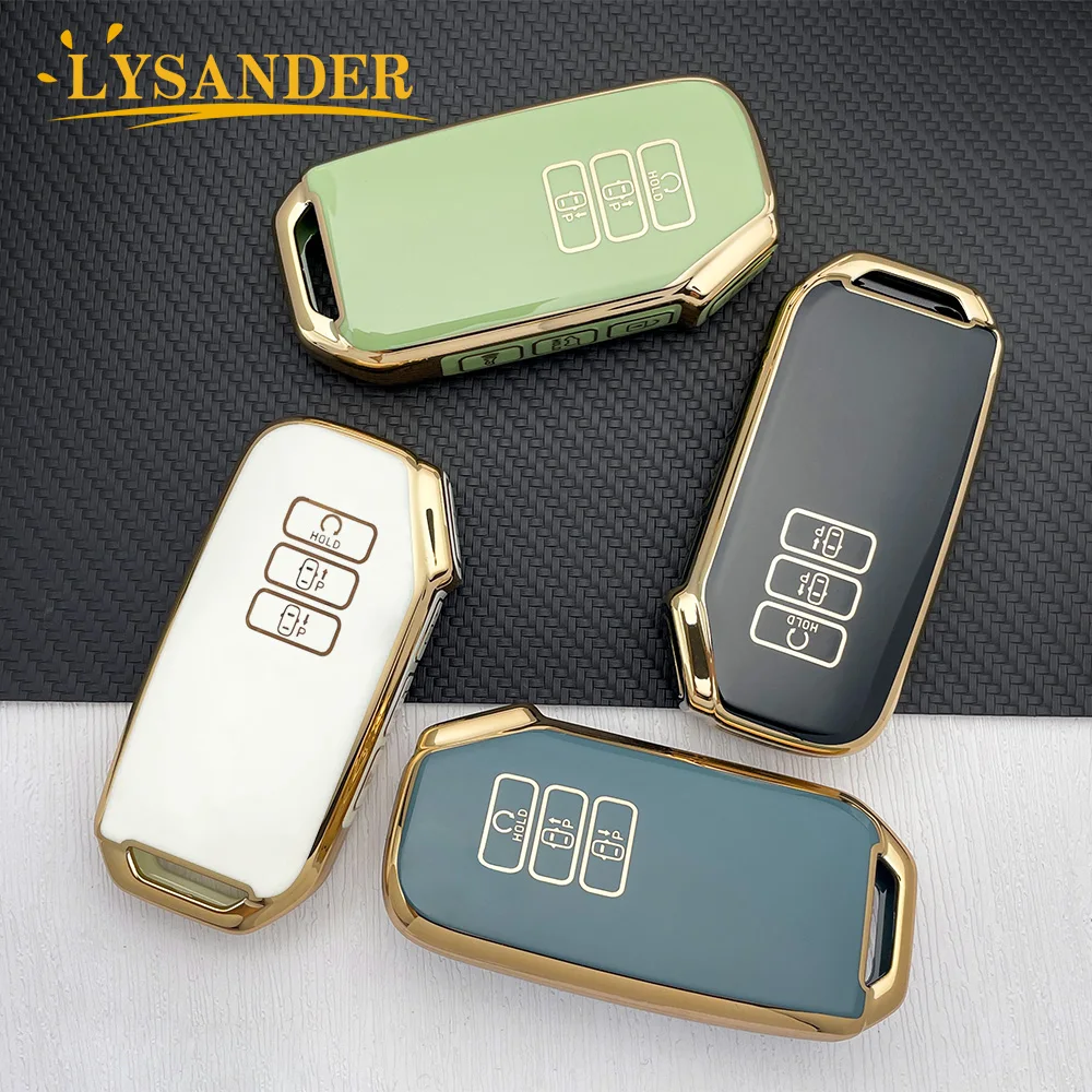 Key Case,Key Case Cover,Car Key Shell,Remote Control Case Cover 7 Button TPU Car Remote Key Case Cover Shell For Kia Sorento MQ4 Gold Edge Key Shell Keychain Keyring