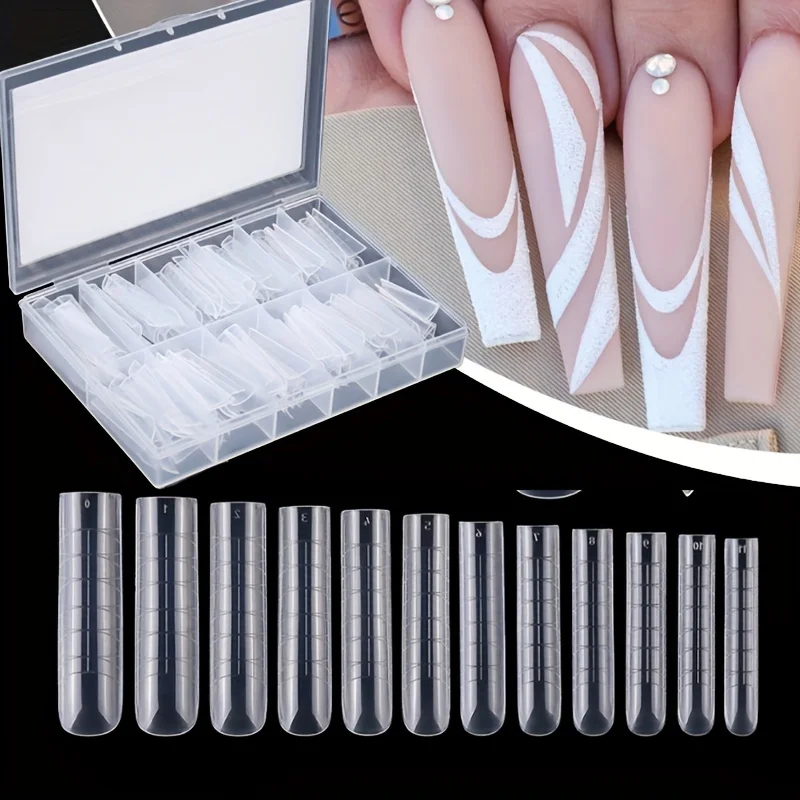 120Pcs Clear Full Cover Dual Nail System Uv Gel Acrylic Nail Art Scale U-Shaped Tips Extension